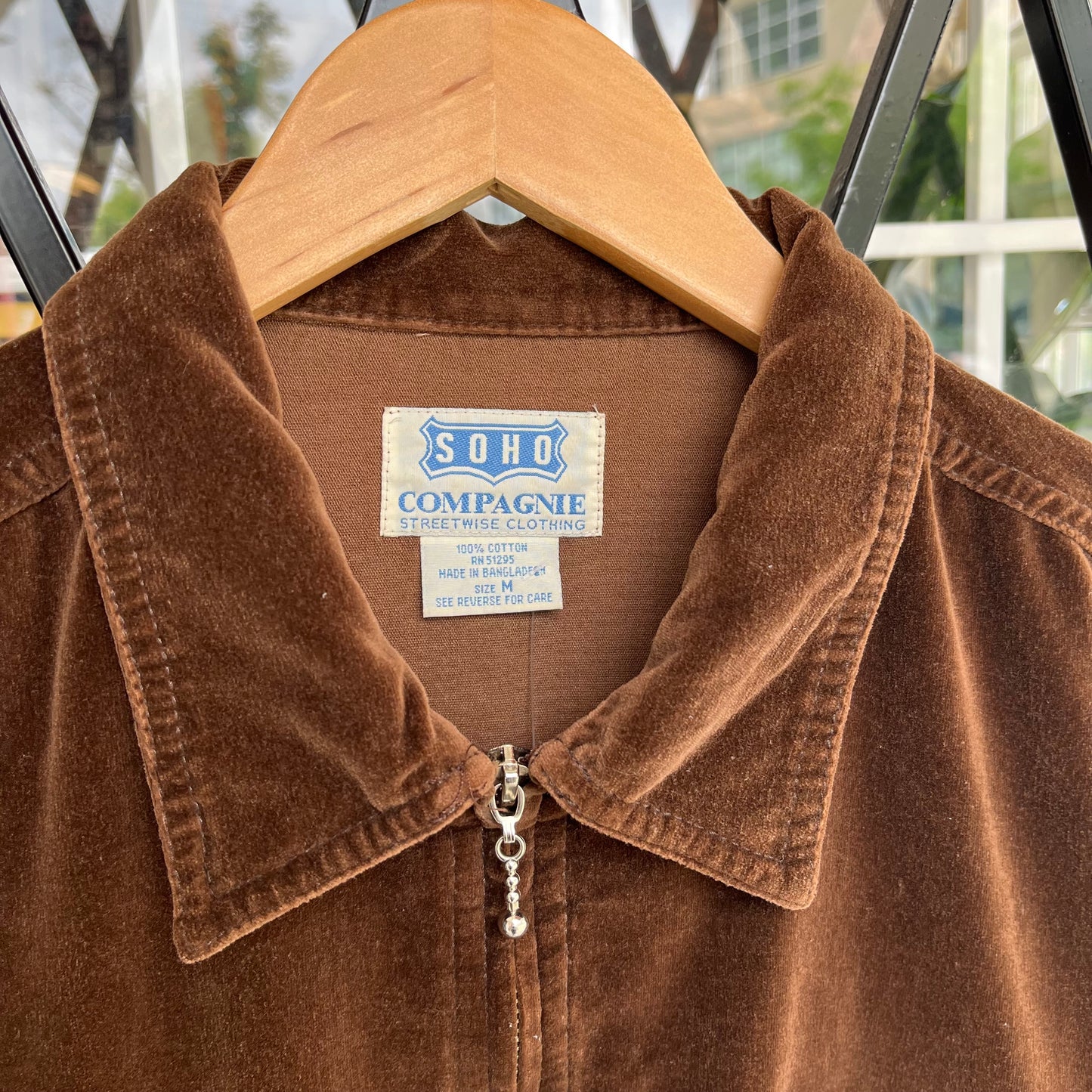 Vintage Velour Zip Up Shirt - Size M