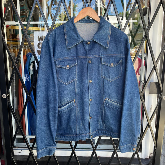 Vintage Denim Snap Jacket - Size XL