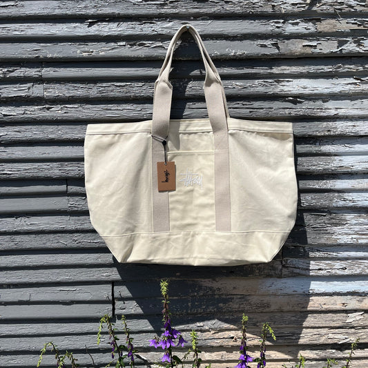 Stussy Oversized Canvas Tote Bag - Cream
